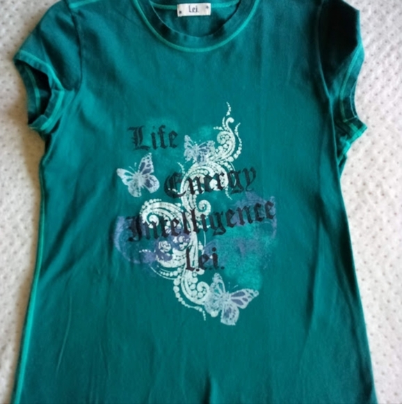 💙VINTAGE Lei turquoise blue Gorgeous baby tee - Picture 6 of 6